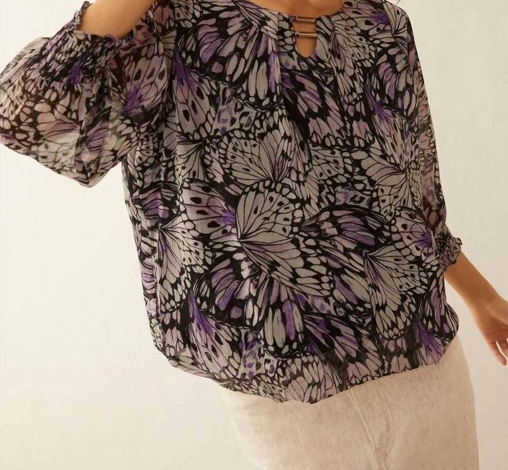 NEW BOHERA butterfly mine blouse top in black, purple